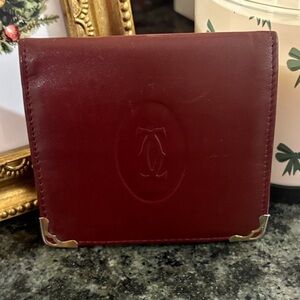 Cartier Red Leather Wallet with Gold Accents